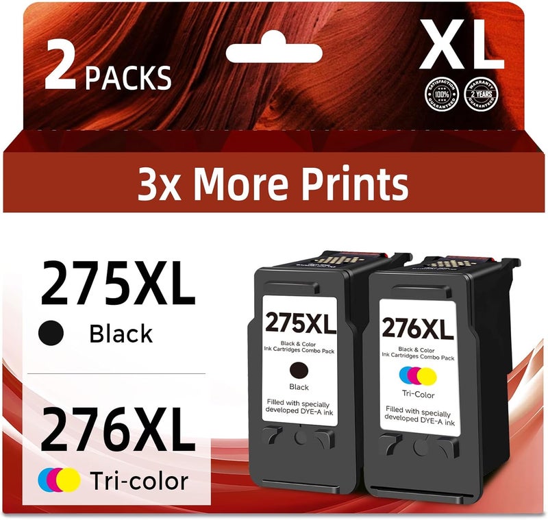 Skyink 275xl 276xl Ink Cartridge Compatible Replacement for Canon Ink 275 276 XL PGI275 CLI276 PG-275 CL-276 XL for Pixma TS3500 TS3522 TS3520 TR4700 TR4720 TR4722 Printer (2-Pack Combo Black Color) - Image 1